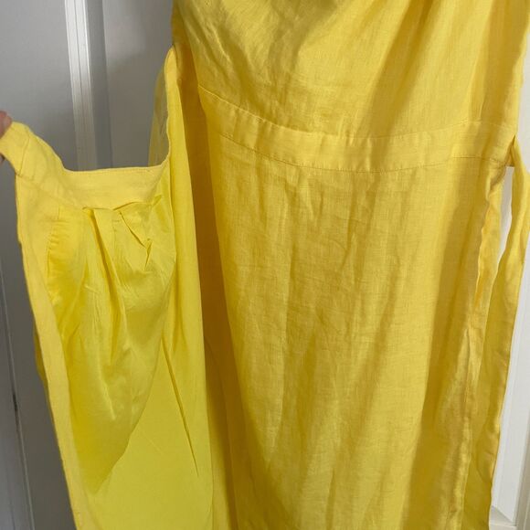 NWT Anthropologie One-Shoulder Linen Midi Dress in Yellow Size 10 (Orig. $180) - Picture 4 of 6